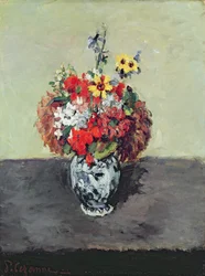 Flowers in a Delft vase